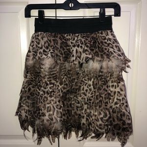 Alice & Olivia Kae Leopard-Print Feather Skirt